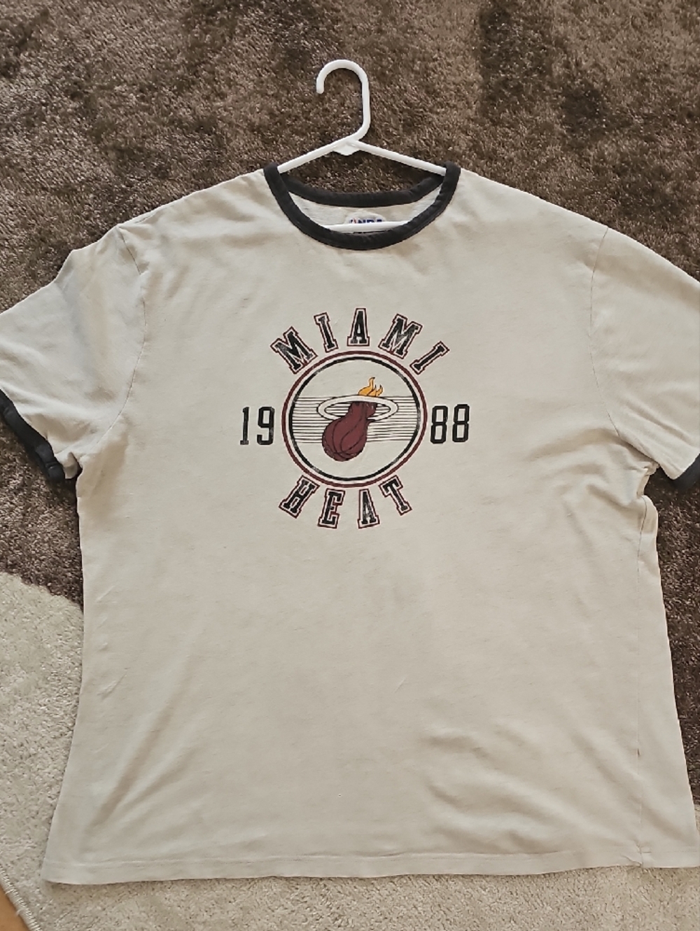 NBA Miami Heat Short Sleeve Tee - White with Black Trim and Red Logo - Picture 5 of 5